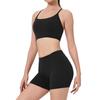 Women's High-Waist Fitness Set: Sports Bra with Pads, Beautiful Back Design, and Three-Point Peach Lift Shorts for Yoga and Pilates.
