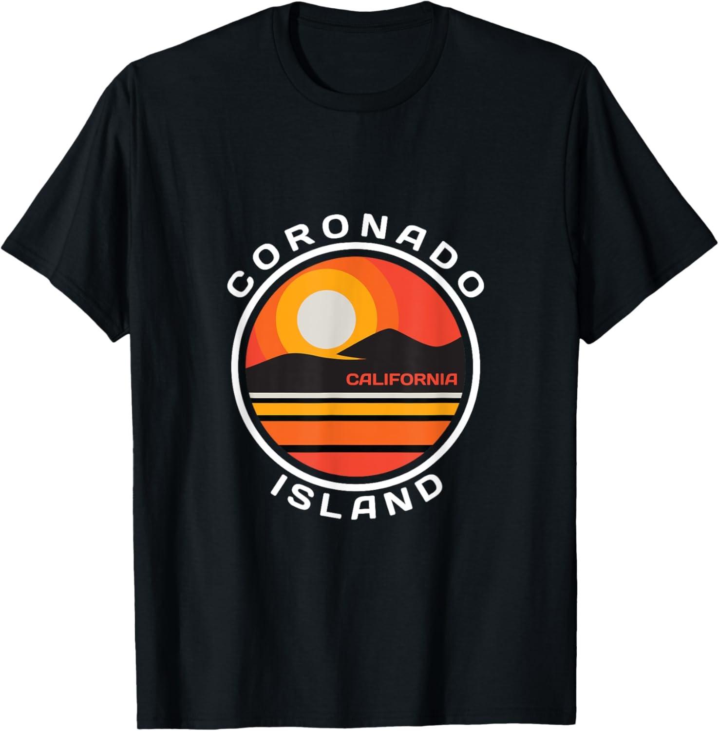 Retro Sunset Coronado Island California Palm Tree Novelty T-Shirt XXXXL