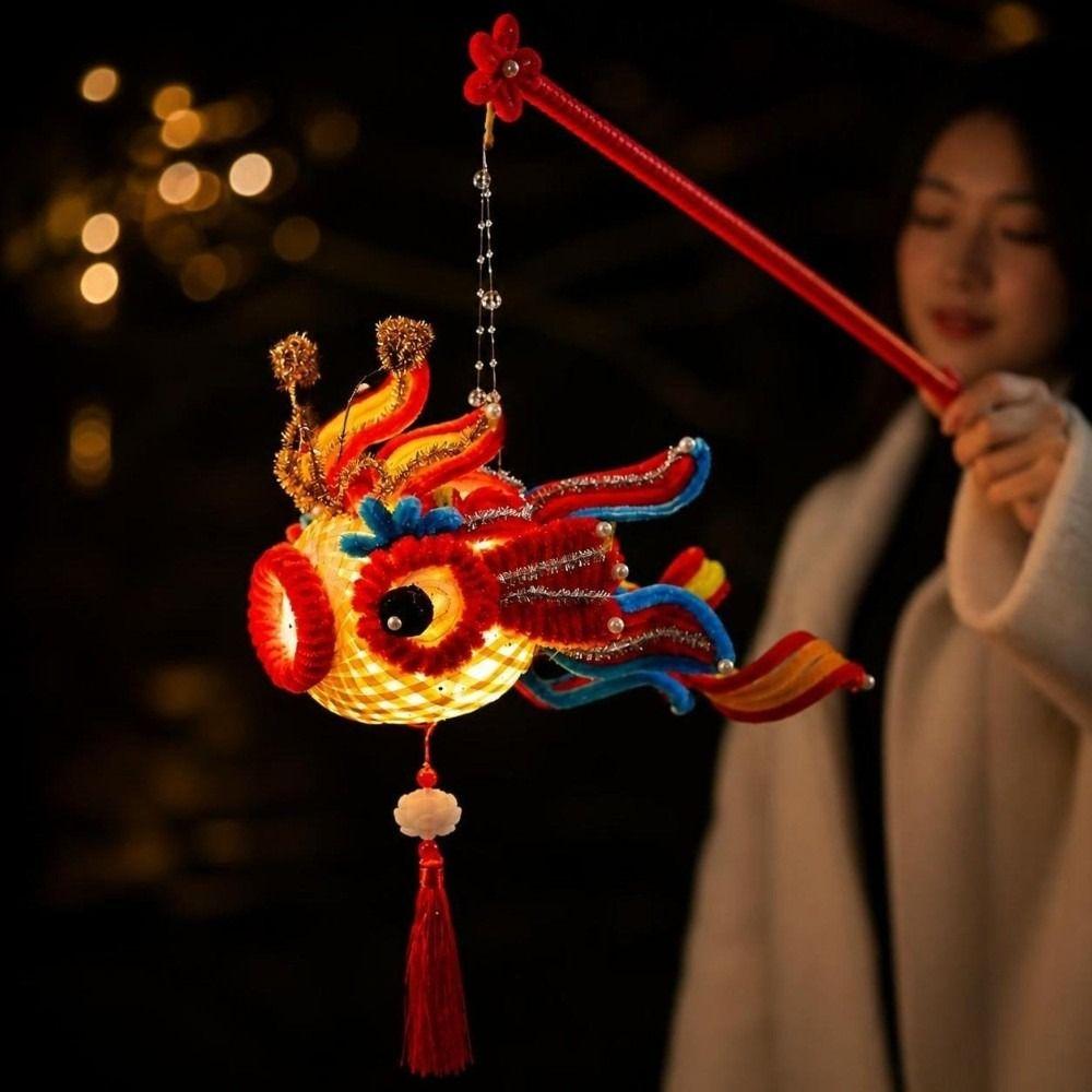 1 Set DIY Craft Fish Lantern DIY Kit Handheld Craft Material Pack Mid-autumn Festival Celebration