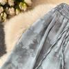High Quality Ink-wash Acetate Satin Tie-Dye Rayon Wide-Leg Pants for Women Summer High-Waisted Slimming Loose-Fit Trousers