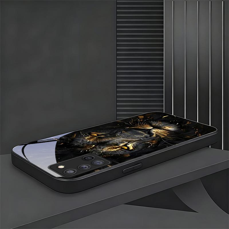 Lion With Golden Black Phone Case For Samsung A32 A33 A34 A35 A36 A37 A51 A52 A52s A53 A54 A55 A56 A57 A71 A72 A73 Glass Cover
