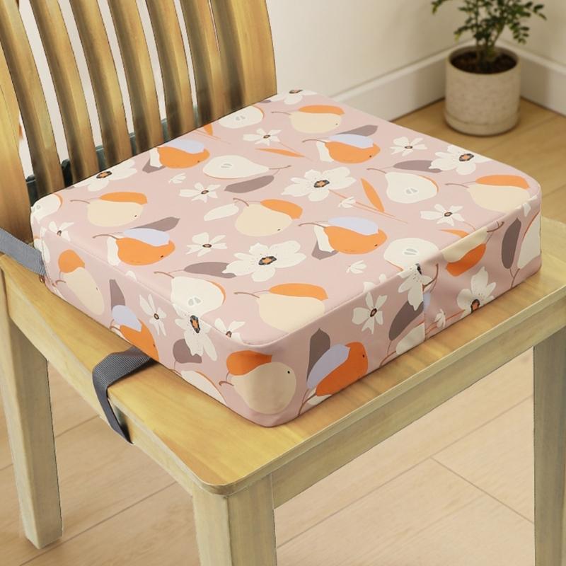 Booster Seat for Dining Table Printed Pattern Kids Booster Seat with Safety Buckles Anti-Slip Bottom Heightening Cushion