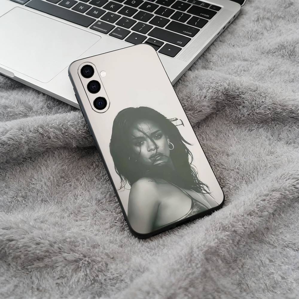 R-Rihanna-pop diva Black Soft Silicone Phone Case for Samsung Galaxy A73, A71, A72, A70, A53, A52, A51