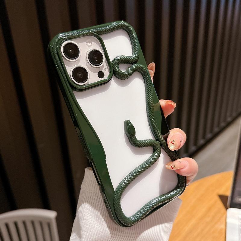 Überzug 3D Schlangenform Mode Hohl Hülle für iPhone 16 Pro Max 15 Pro 14 Plus 13 12 11 Stoßfeste weiche Silikon-Telefonabdeckung