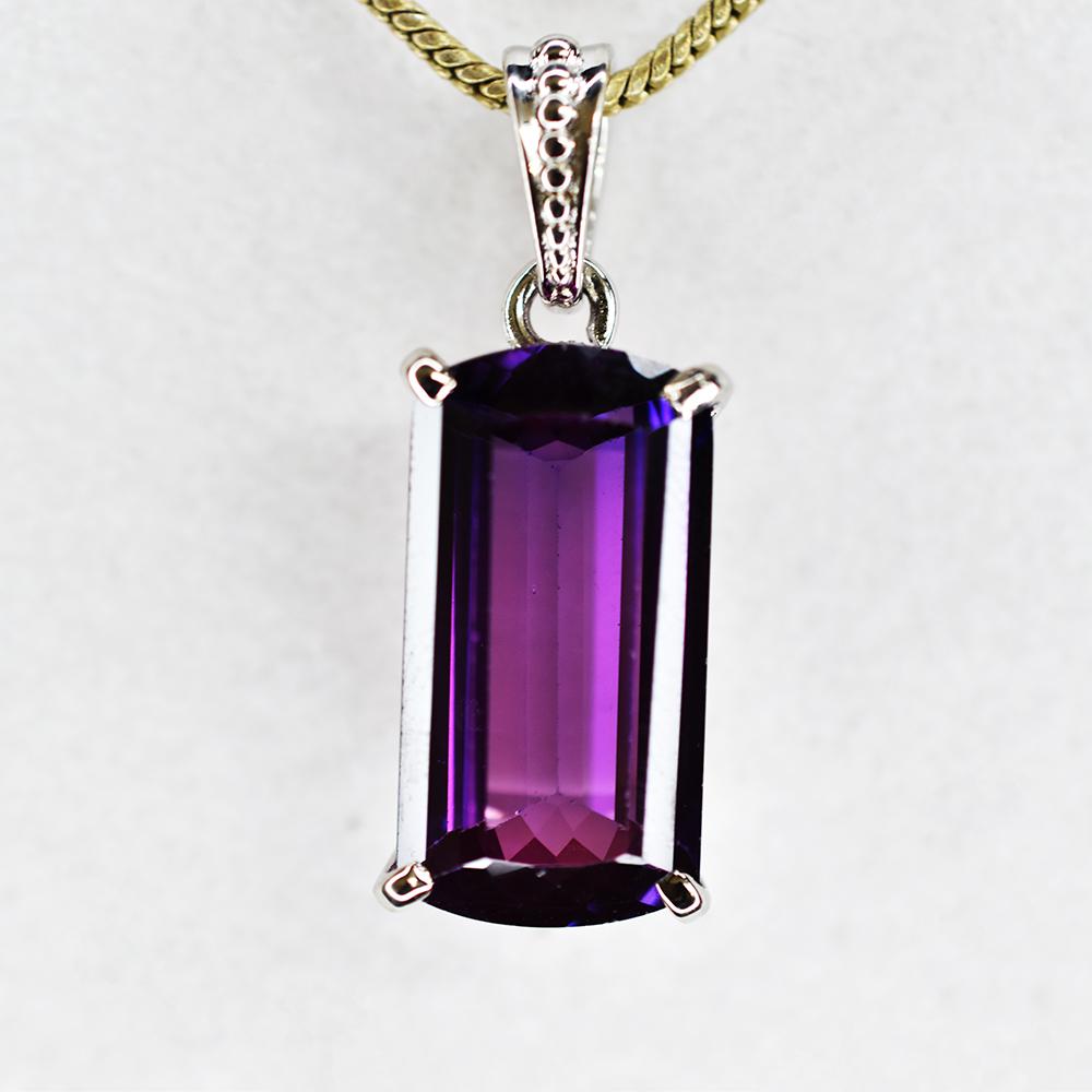 Pandantiv Baghetă Naturală Argint Sterling 925 CERTIFICAT 29.5 Ct Tanzanit Violet my.pd-8-k