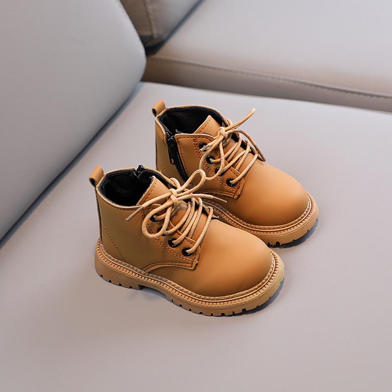 2022 Herbst/Winter Kinder Britischer Stil Einfarbig Martin Stiefel mit Seitenreißverschluss