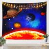 Galaxy Tapestry Outer Space Wall Tapestry for Boys Kids Universe Themed Tapestries Cute Cartoon Planet Rocket Print Wall Hanging