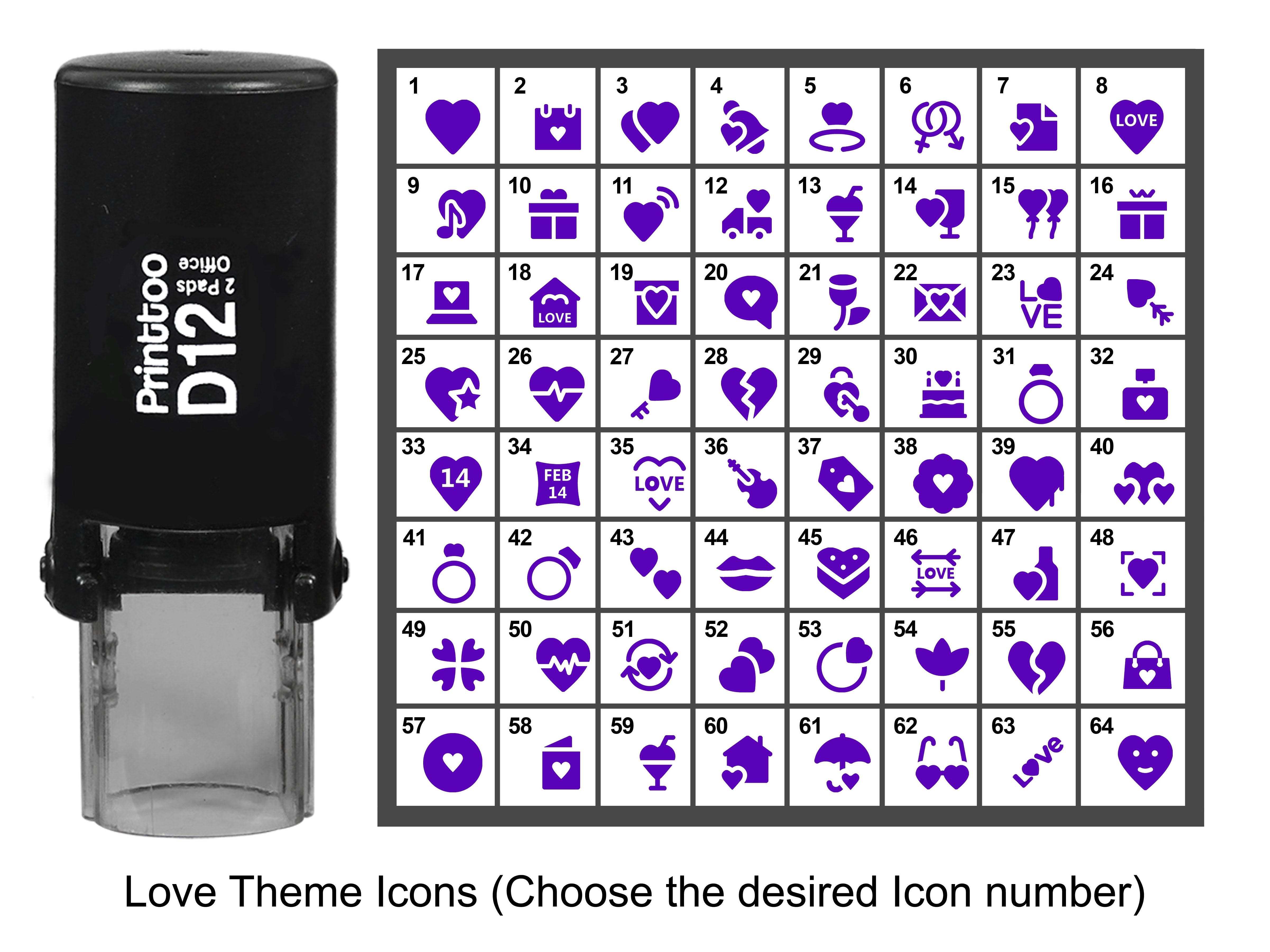 

Круглий гумовий штамп Printtoo Love Theme Icons, 12 мм Approx 10 mm - 12 mm (Impressions-53) Фіолетовий