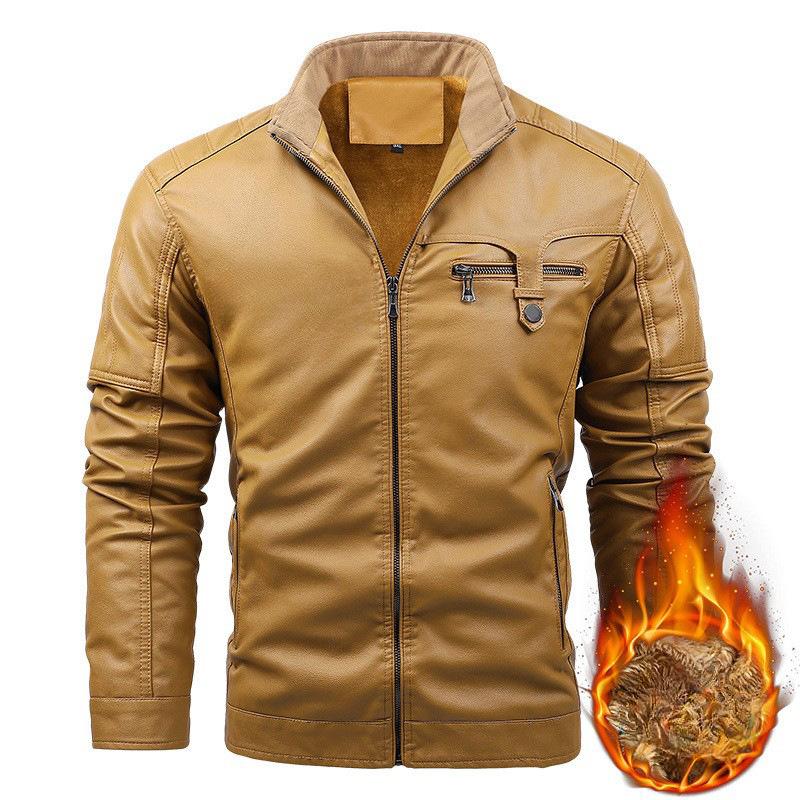 Мужская новая кожаная куртка Мужская бархатная утолщенная модная куртка из искусственной кожи S