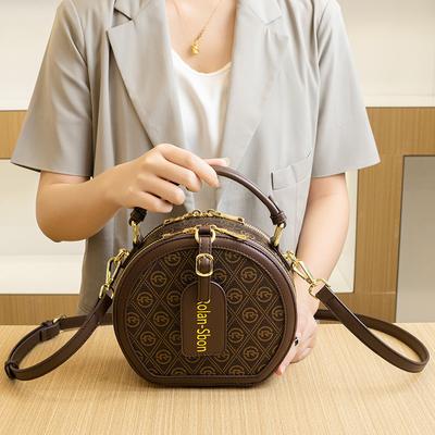 New Fashionable Small Round Bag Retro Handbag Commuter Temperament Shoulder Bag Slanted Versatile Niche Mobile Phone Bag
