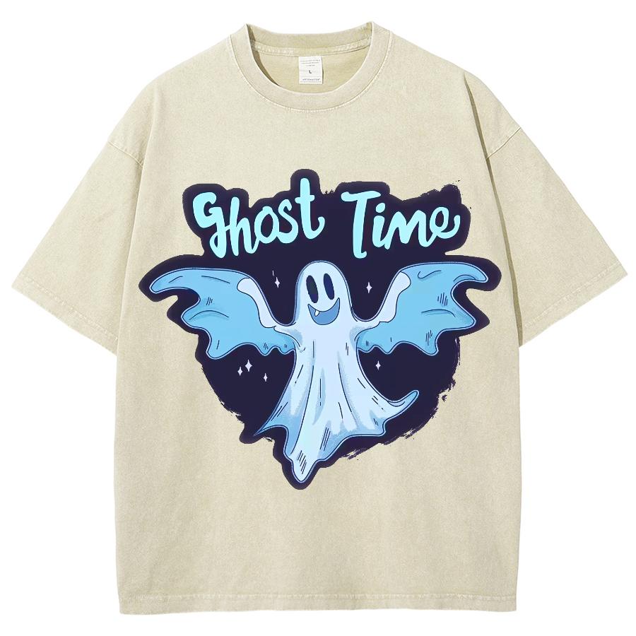 Funny Cute Style Ghost Ghost Print Women's T-Shirt Unisex Oversized Loose Short Sleeve Harajuku Style Retro Top