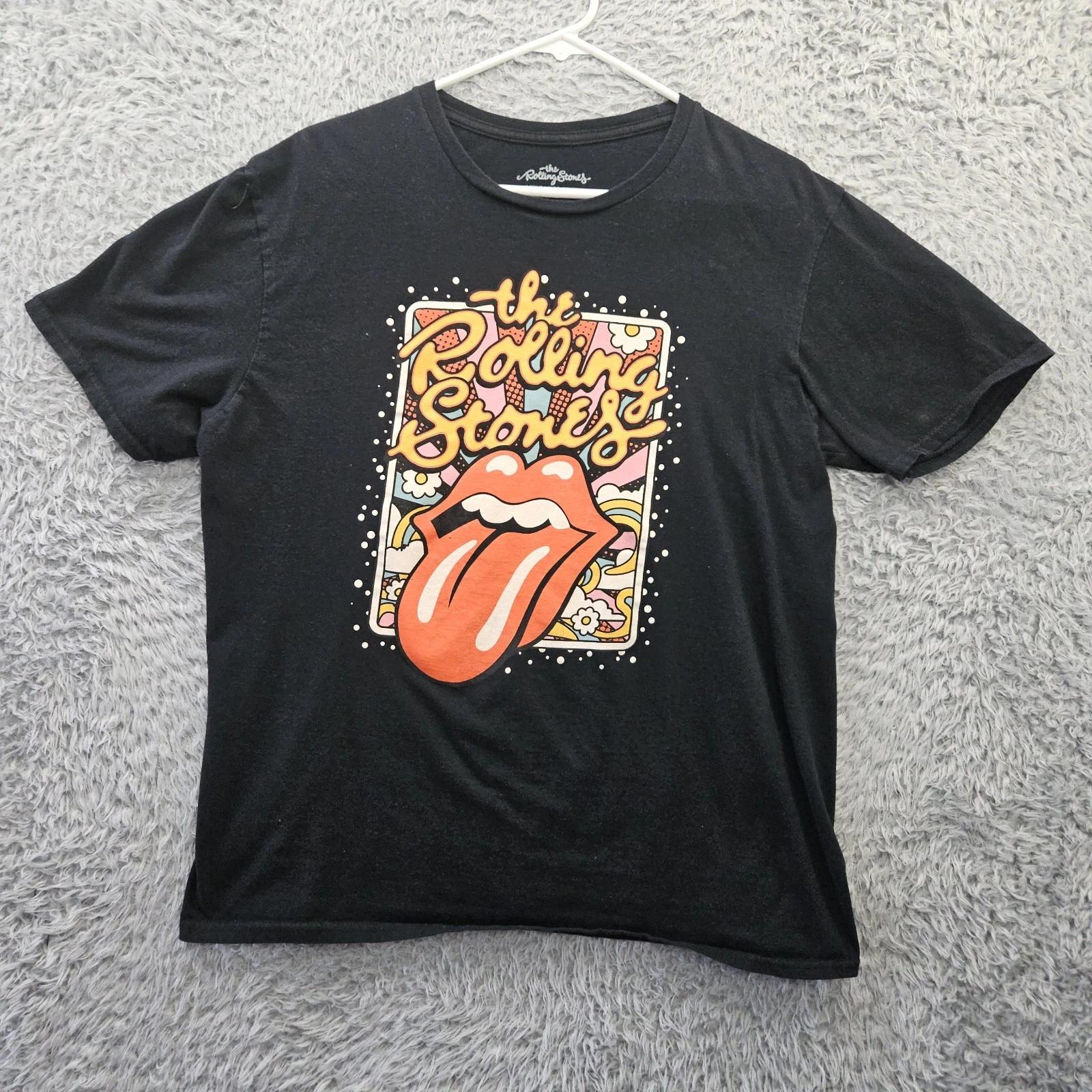 

The Rolling Stones 100% Cotton T-shirt Mens Tees Top Men Large Retro 70s Lips Mouth Flowers Hippy 3XL