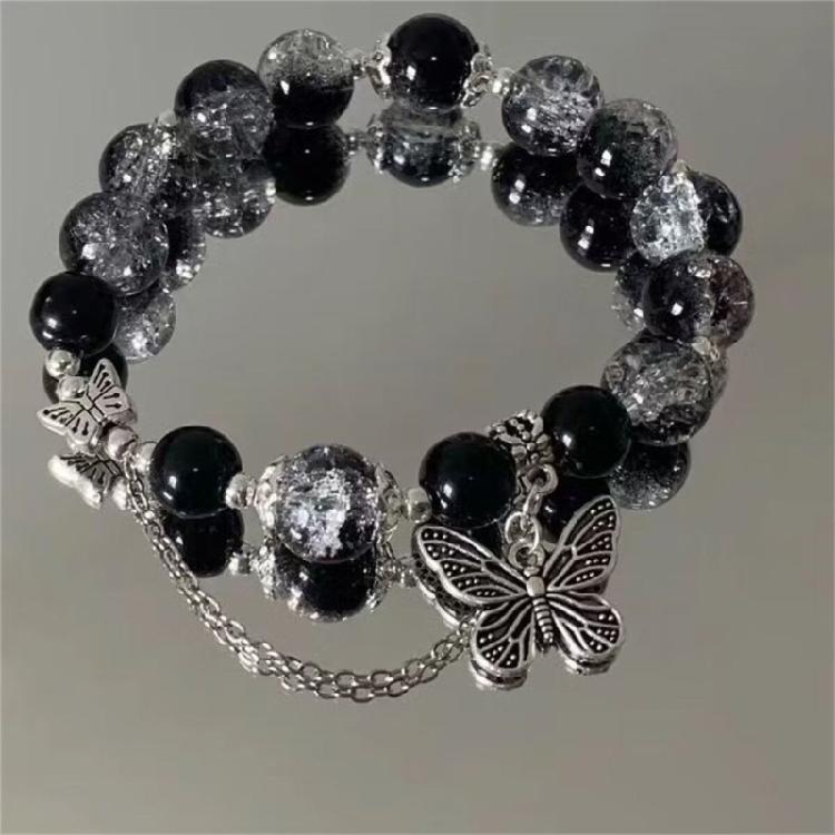 Exquisite Alloy Bracelet Accessory Distinctive Beaded Bracelet Charm With Butterfly Embellishments for Trendsetters
