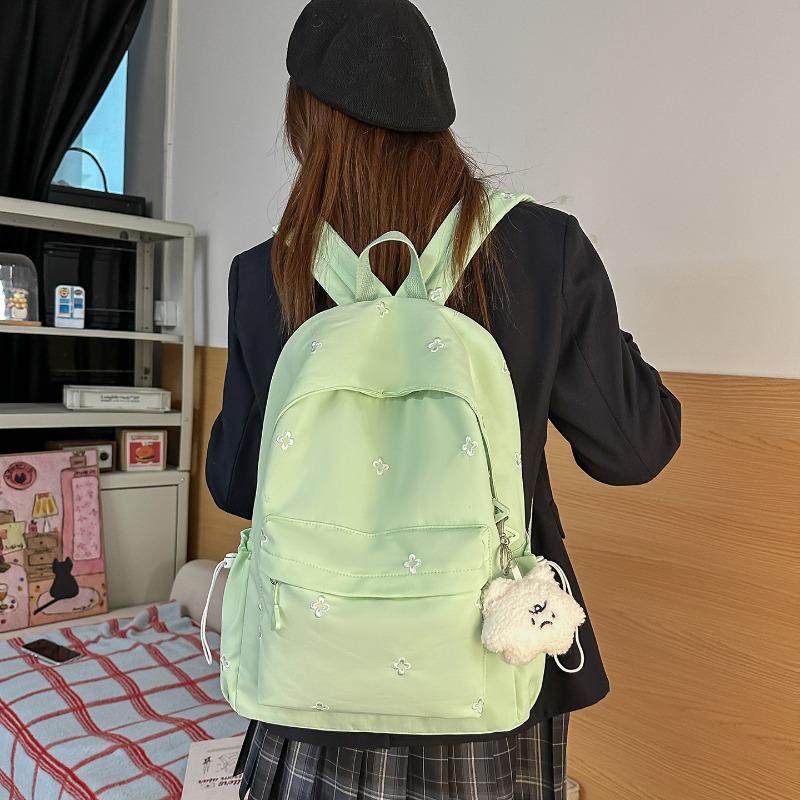 Fashionable Flower Embroidered Backpack Large Capacity Multi Pocket Casual Backpack University Backpack Suitable for Daily and Student Use