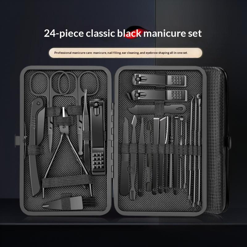 8/ 24-Piece Stainless Steel Nail Clipper Set Leather Case For Professional Manicure Cuticle Trimmer And Pedicure Tools
