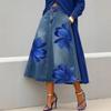 2026 European & American Fashion Faux Denim Floral Women's Half Skirt