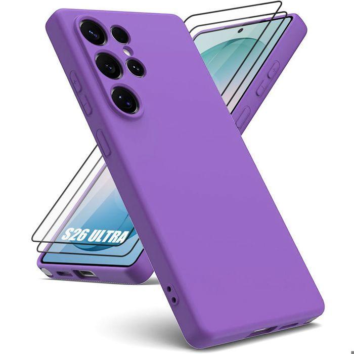 Silikonhülle - BOOLING - für Samsung Galaxy S26 Ultra - Schlank Flexibel - 2 Gehärtete Gläser - Violett