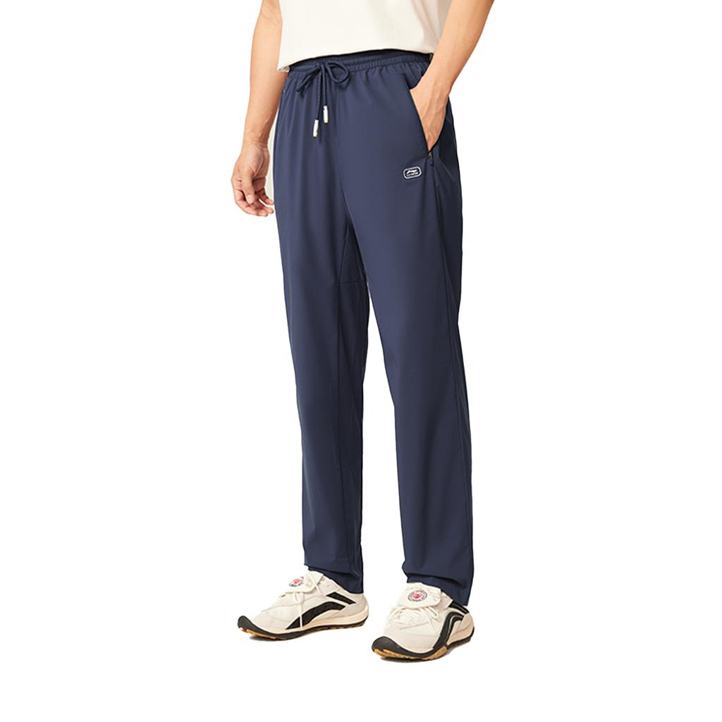 Li Ning Sports Life Collection Knitted Sweatpants Men's Dark Ship Blue AYKV371-2