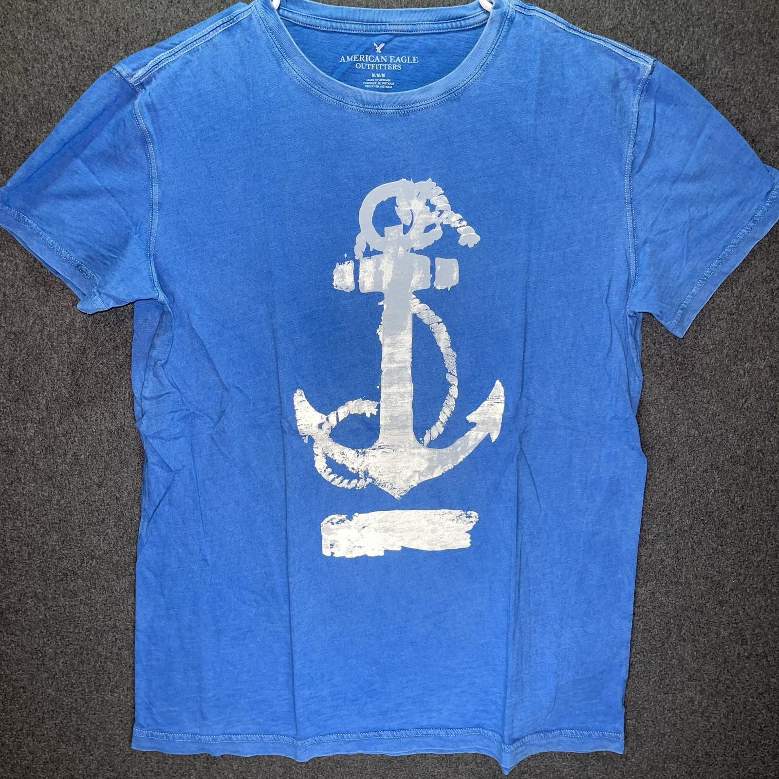 American Eagle Blue Anchor T-shirt Medium Crew Neck S