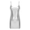 Sexy Ladies Woman Metallic Pvc Faux Leather Dress Sleeveless Party Bodycon Dress Solid Bodysuit