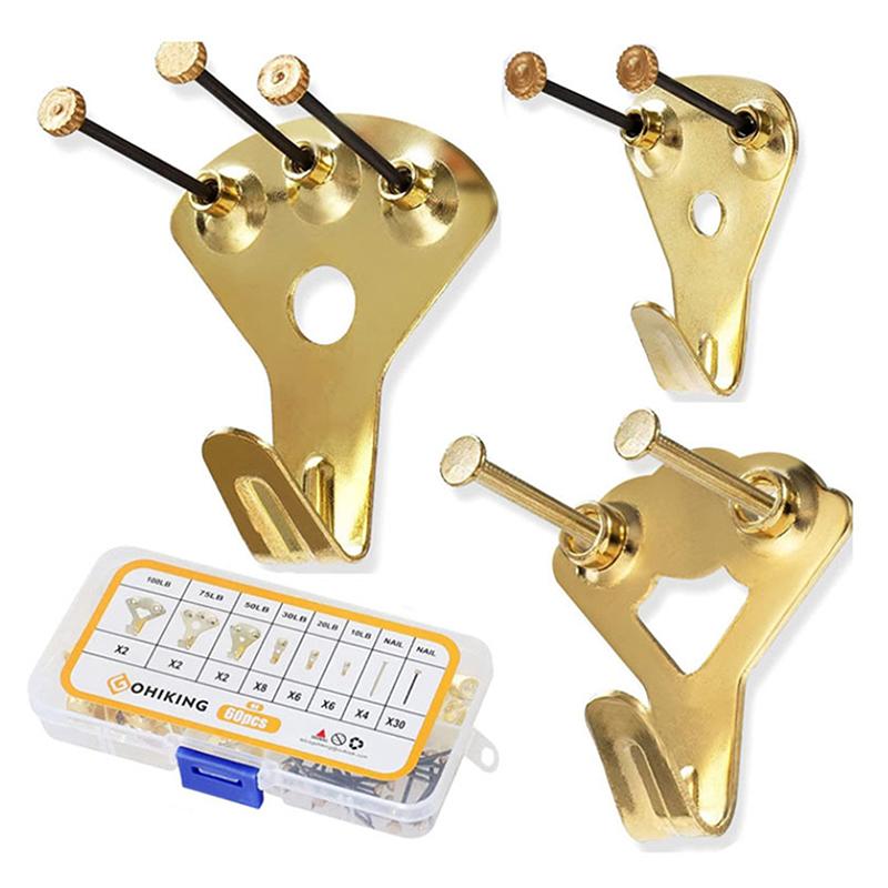 Крючки для картин 60 шт. Прочный набор для подвешивания картин Крючки для картин Гвозди для подвешивания картин Для гипсокартона Деревянная стена