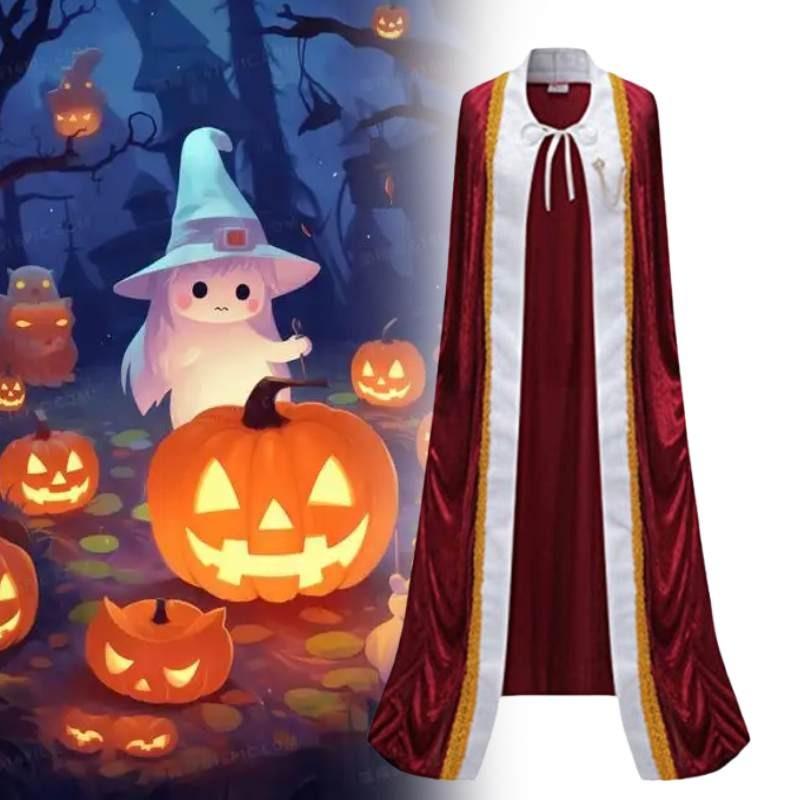 Unisex Velvet Halloween King Cape With Embroidery For Costume Parties