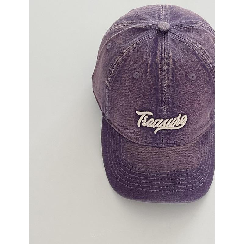 Baseball cap women's four seasons versatile heavy industry washed old embroidery cap deep top big head circumference hat men show small face