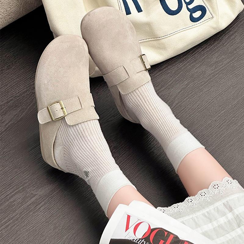 Baotou half slippers for women to wear in summer, thin leather thick bottom increases height, lazy person pedals half slippers