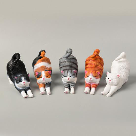 Mini Estatuetas de Gato Fofas Resina Gato Estátua se Esfriando Escultura de Gatinho Pequeno para Interior