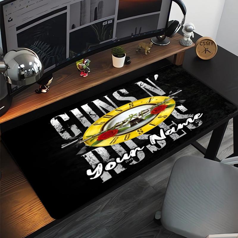 Custom Name Guns N Roses Theme Mouse Pad, Non Slip Rubber Base, Multifunctional Office & Home Decor, Perfect for Workspace Personalization.
