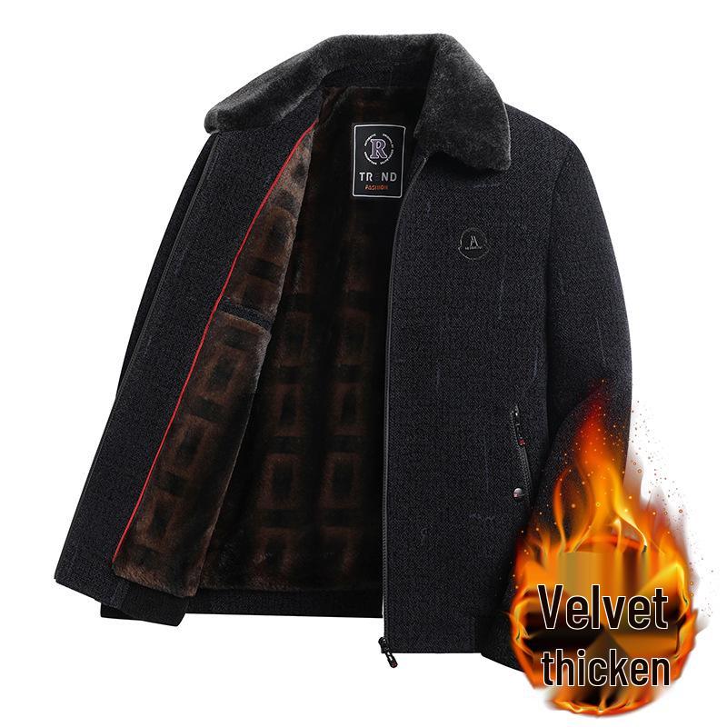 Men s 2025 Corduroy Jacket - Autumn/Winter Lapel, Thick Velvet, Middle-Aged Style 190 (Recommended 155-170 jin)
