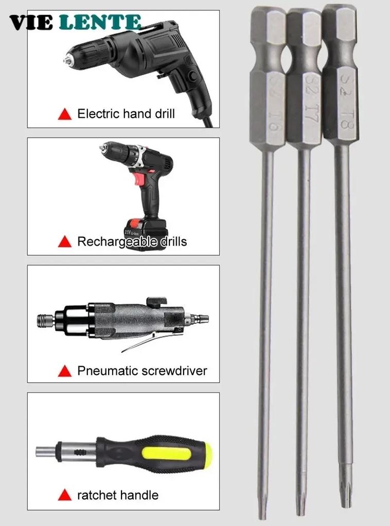 Torx Security Bit Set Screwdriver Drill Set 1/4 Inch Hex Shank 4 In Length S2 Steel Torx Screwdriver Bit Set 11/12pcs Torx Head