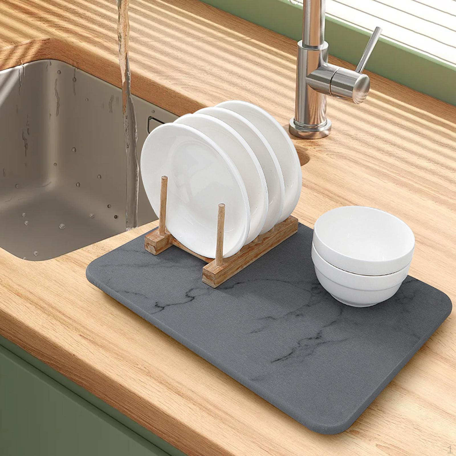 Коврик для дренажа посуды Подставка для сушки посуды Кизельгур Мгновенная сушка Поднос для мгновенной мойки серый 2415₽