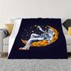 Astronaut on Moon Blanket - Soft Cozy Throw with Stars Design, Perfect for Bedroom Decor, Unique Gift for Space Lovers