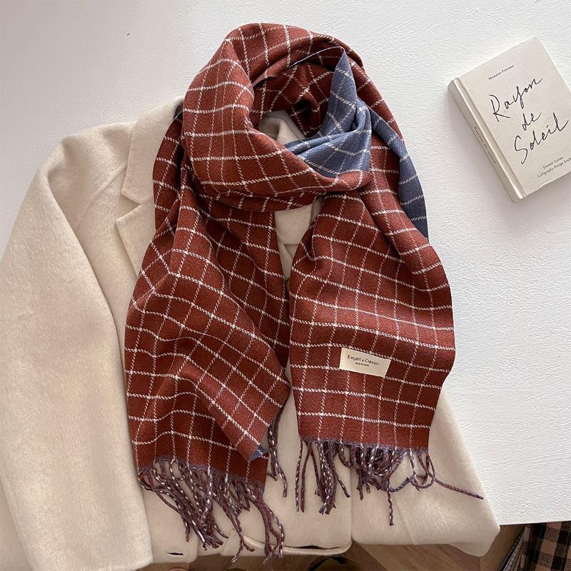 Autumn and Winter New Fashion Plaid Scarf Men and Women Versatile Warm Shawl Versatile Thickened Couple Scarf