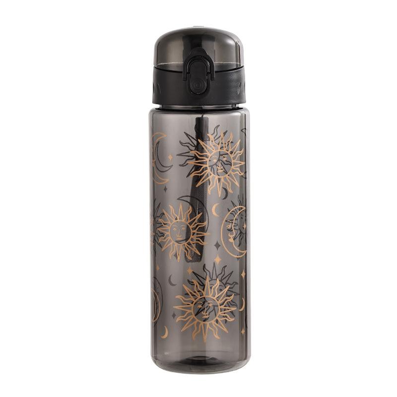 600ml Cute Daisy Clear Plastic Water Bottle Portable Sports Tumbler Outdoor Water Drinking Bottle With Carrying Strap