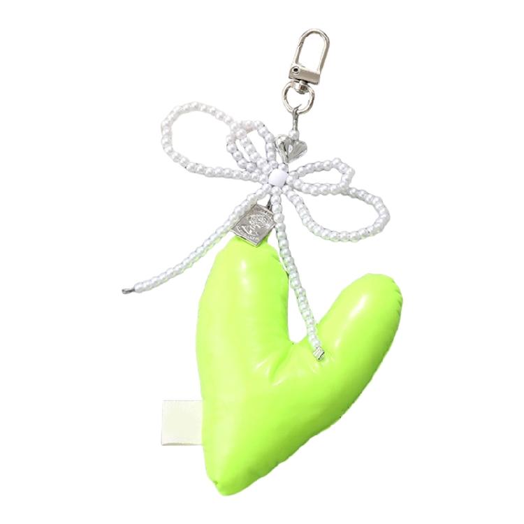 Eye Catching Beaded Keychain Padded Heart Bowknot Phone Charm Unique Keyring Bag Pendant for Car Key Purse Backpack