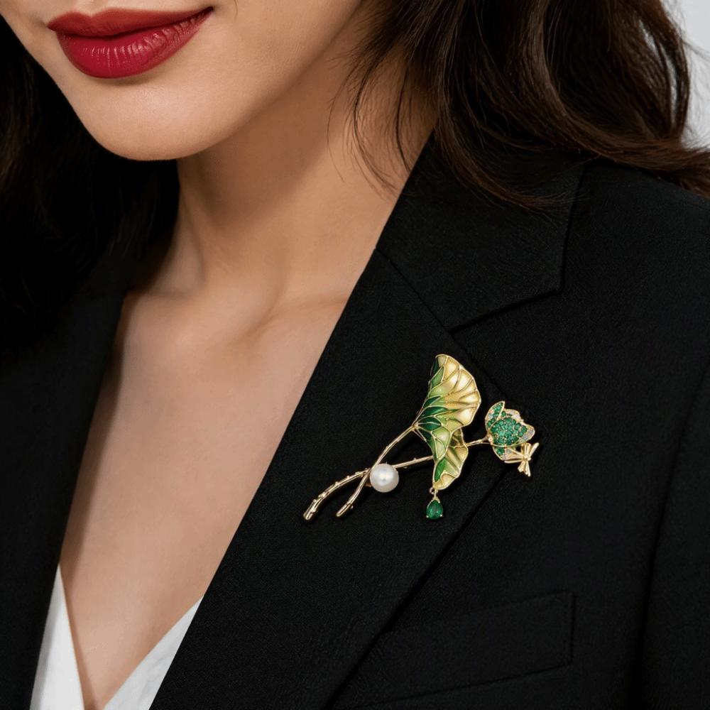 Copper Base Brooch Blank Enamel Plated Brooch Setting Oriental Style Flower Brooch Women