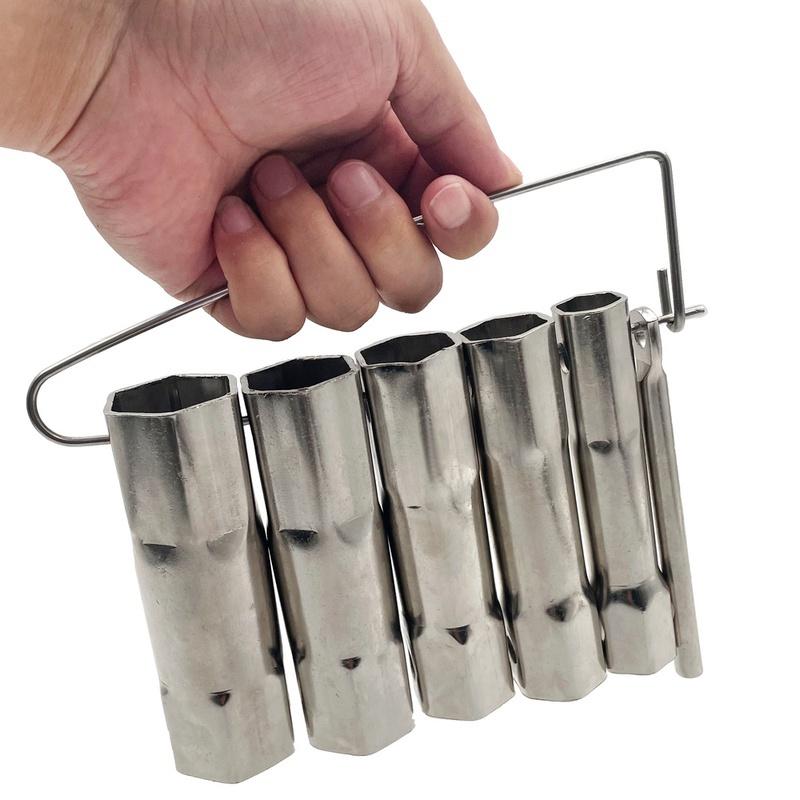 5 stücke Silber Rohr Box Spanner Set Rohr Schraubenschlüssel Metrische Buchse Set Reparatur Hand Werkzeuge