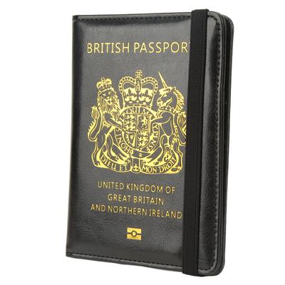 Britain Passport Cover with Elastic Belt Multicard Anti Theft Antimagnetic Waterproof Traveling