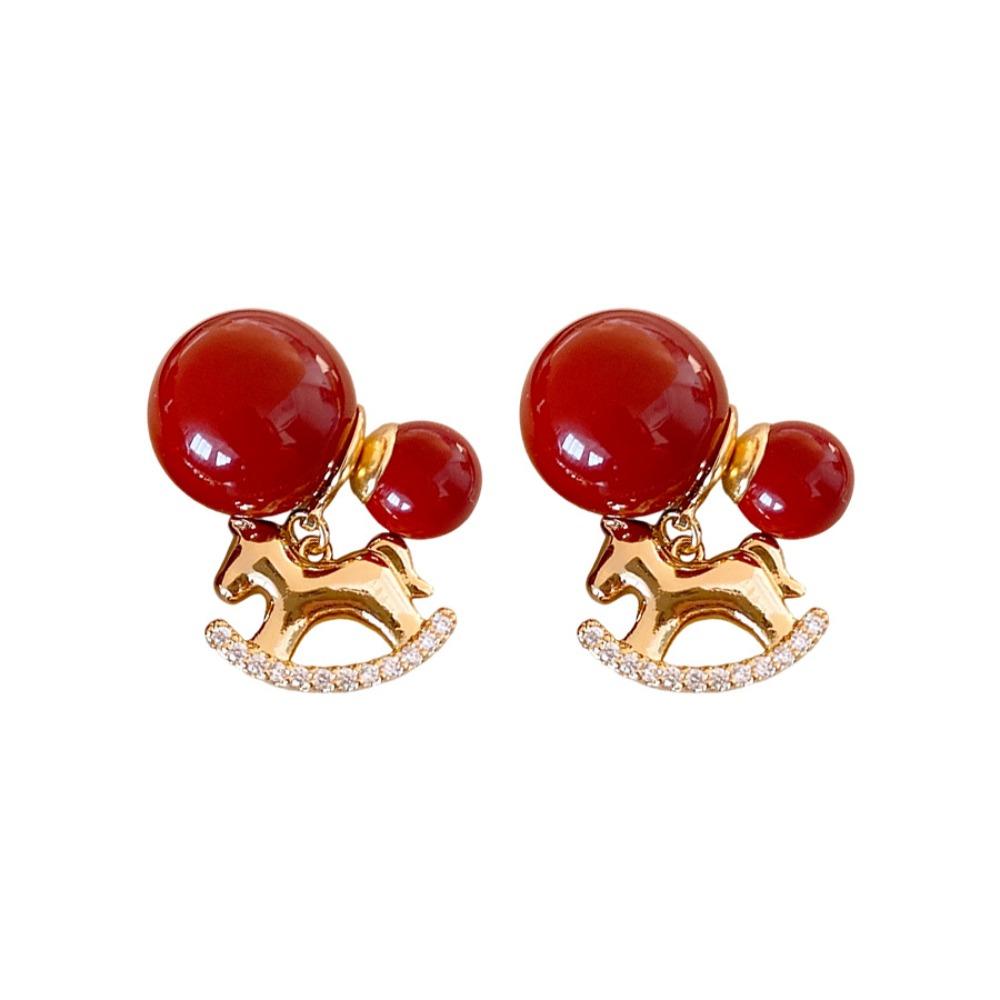 

Fashion Jewelry Zodiac Horse Earrings Chinese Horse New Year Drop Earrings Women красный