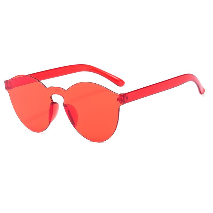 Fashion Rimless Transparent Sunglasses Uv400 Oval Frameless Sun Glasses Vintage Red Pink Blue Yellow Orange Eyewear
