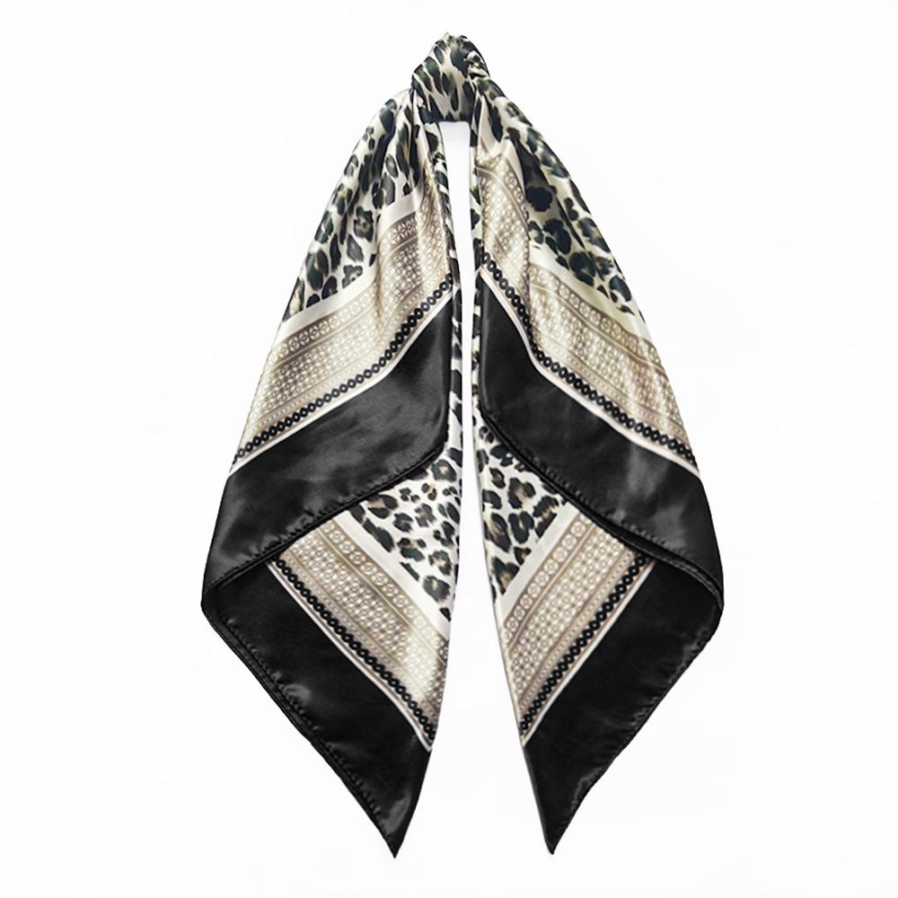 90cm Versatile Leopard Print Silk Headscarf for Women