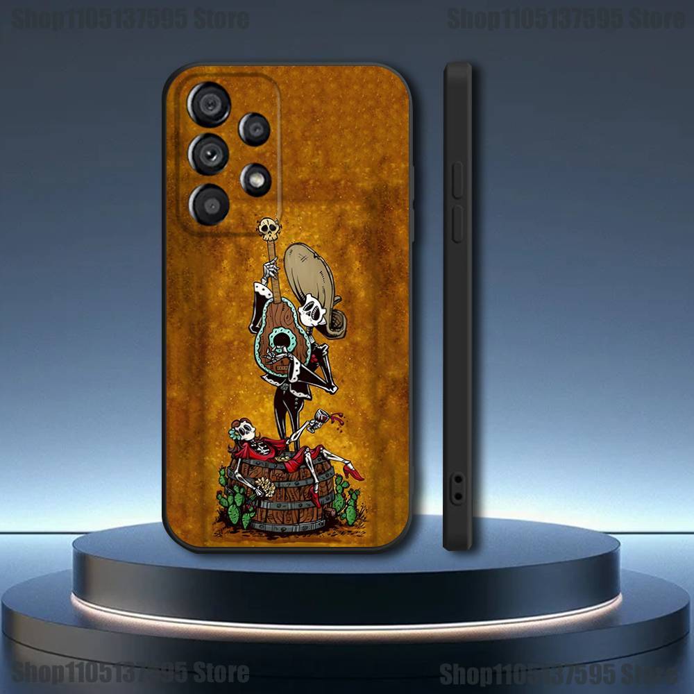 Day of the Dead Mexican Catrina Skull Phone Case For Samsung Galaxy A73,31,32,72,41,53,52,71,22,5G,Note,J7,8,9 Soft Black Cover