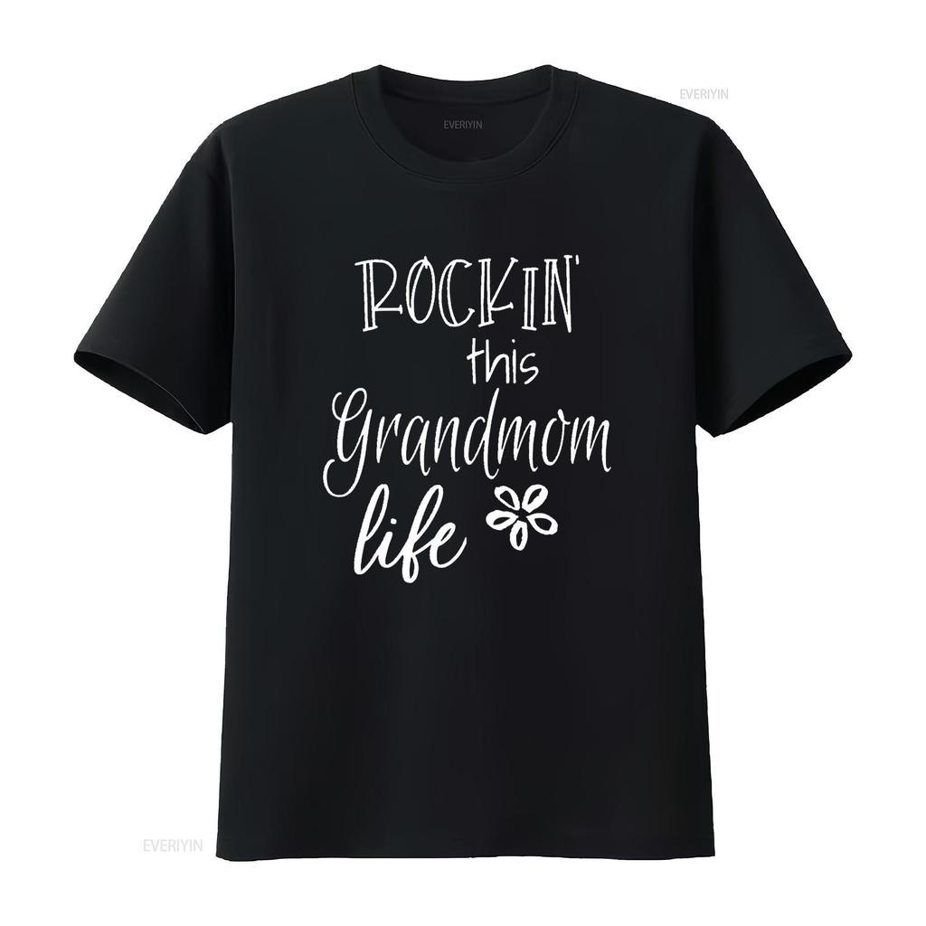 Rockin This Grandmom Life Special Grandma T Shirt Vintage Washed Casual Versatile Streetwear Graphic Unisex Stretched Stylish