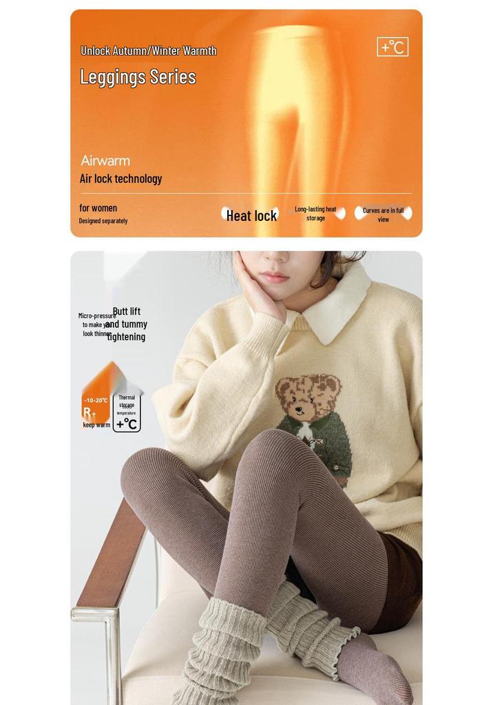 Women's Black Pressure Socks with Fleece: Thick, Micro-Pressure, Non-Slip Footed Pantyhose for Spring, Autumn, Winter