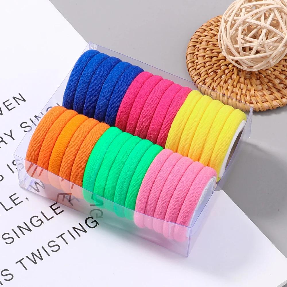 30Pcs/Set Women Elastic Hair Bands For Baby Girls Colorful Nylon Rubber Headband Scrunchies Kids Ponytail Holder Accessories