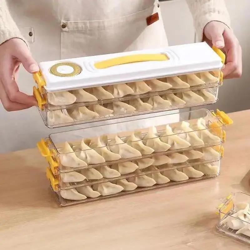 Space Saving Dumplings Fresh Keeping Storage Box Multi Layer Dumplings Holder Case Non-stick With Date Record For Small Fridge