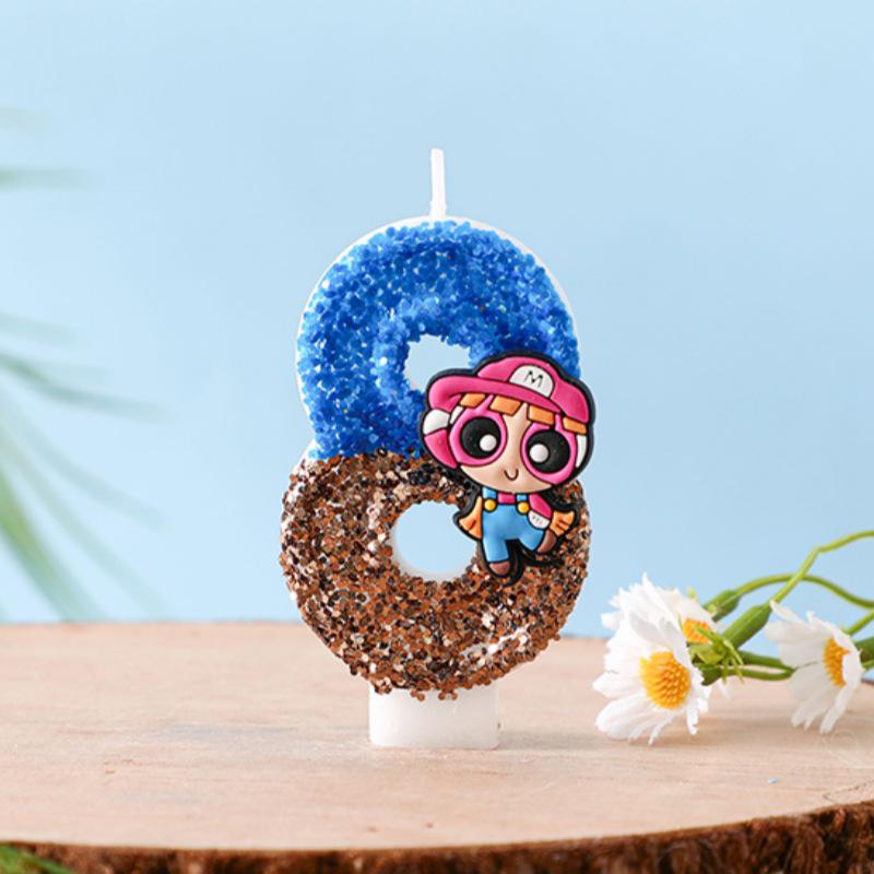 Colorful Cartoon Policewoman Birthday Cake Number Candles