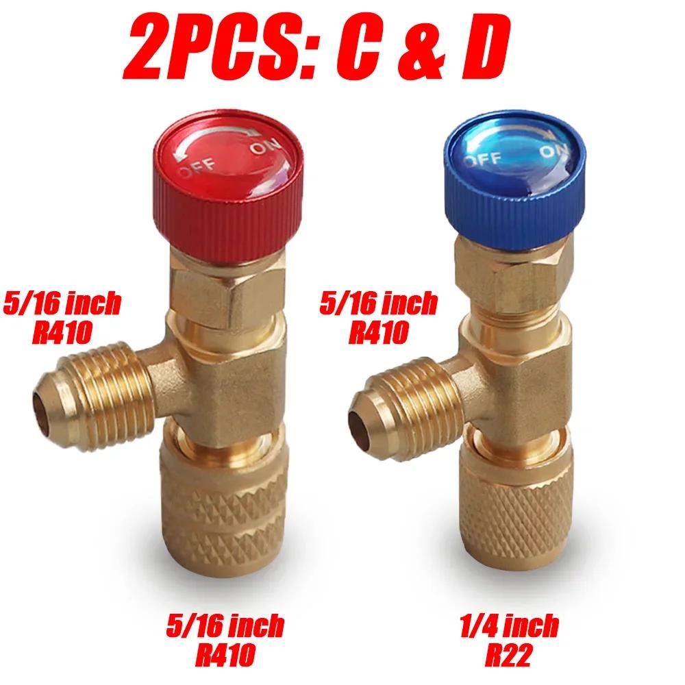 Liquid Safety Valve R410A R22 Air Conditioning Refrigerant 1/4 "Safety Adapter for SAE 1/4" Male Famale Safety Adapter